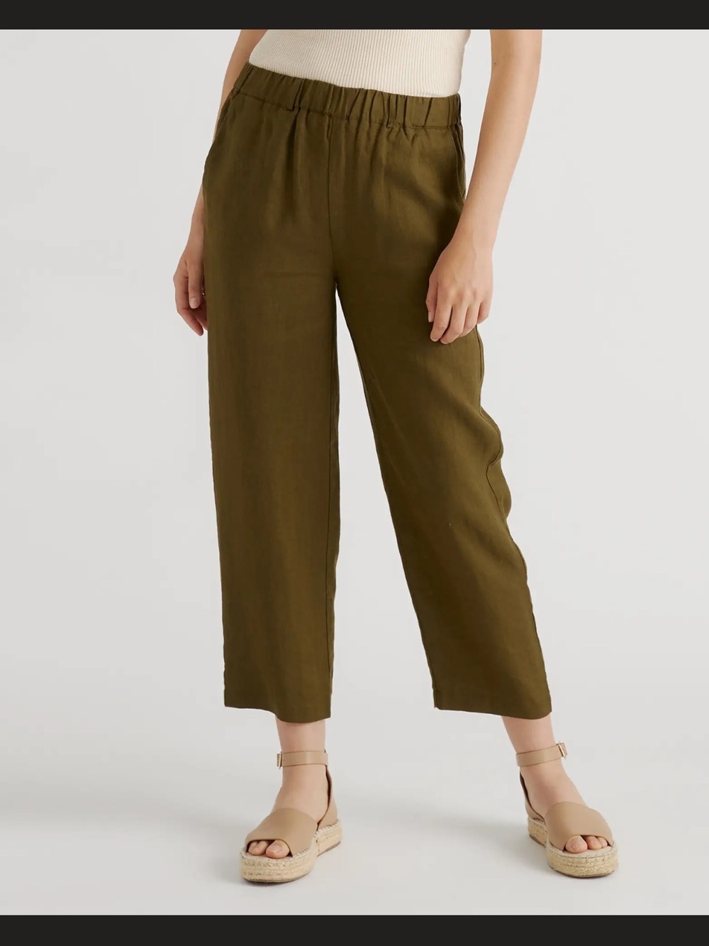 Quince | Olive 100% European Linen Pants - Martini Olive